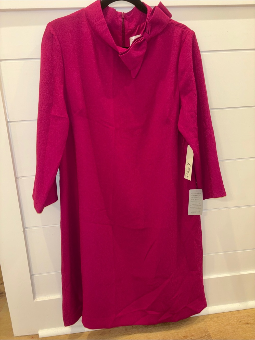Eliza J Nordstrom Magenta Pink 60s Style Dress Bow Mockneck Size 18 NWT $148 - Picture 2 of 6
